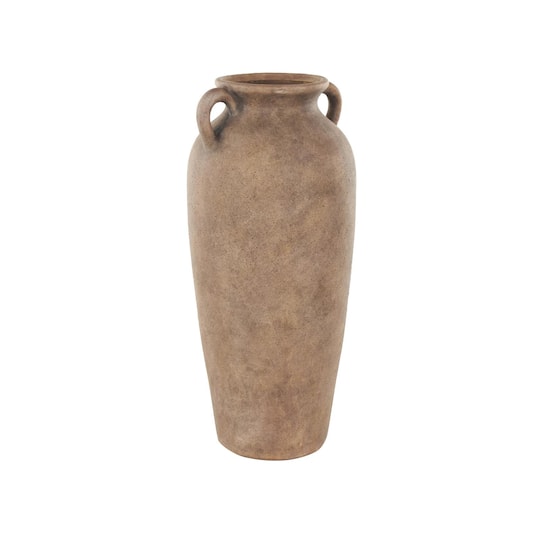 20" Copper Ceramic Antique Style Textured Vase with Handles
